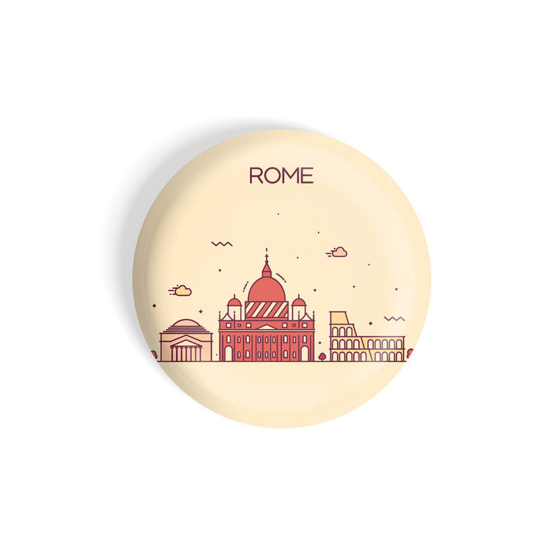 dhcrafts Round Fridge Magnet Brown Color Rome Glossy Finish Design Pack of 1 (58 mm)